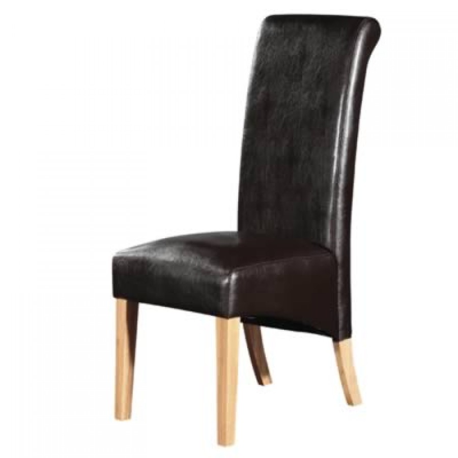 Roberto Oak Dining Chair Black (Pair) - Click Image to Close